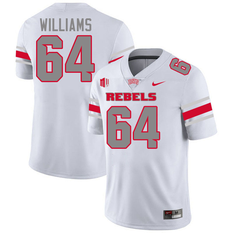 #64 Reid Williams UNLV Rebels College Football Jersey Stitched-White